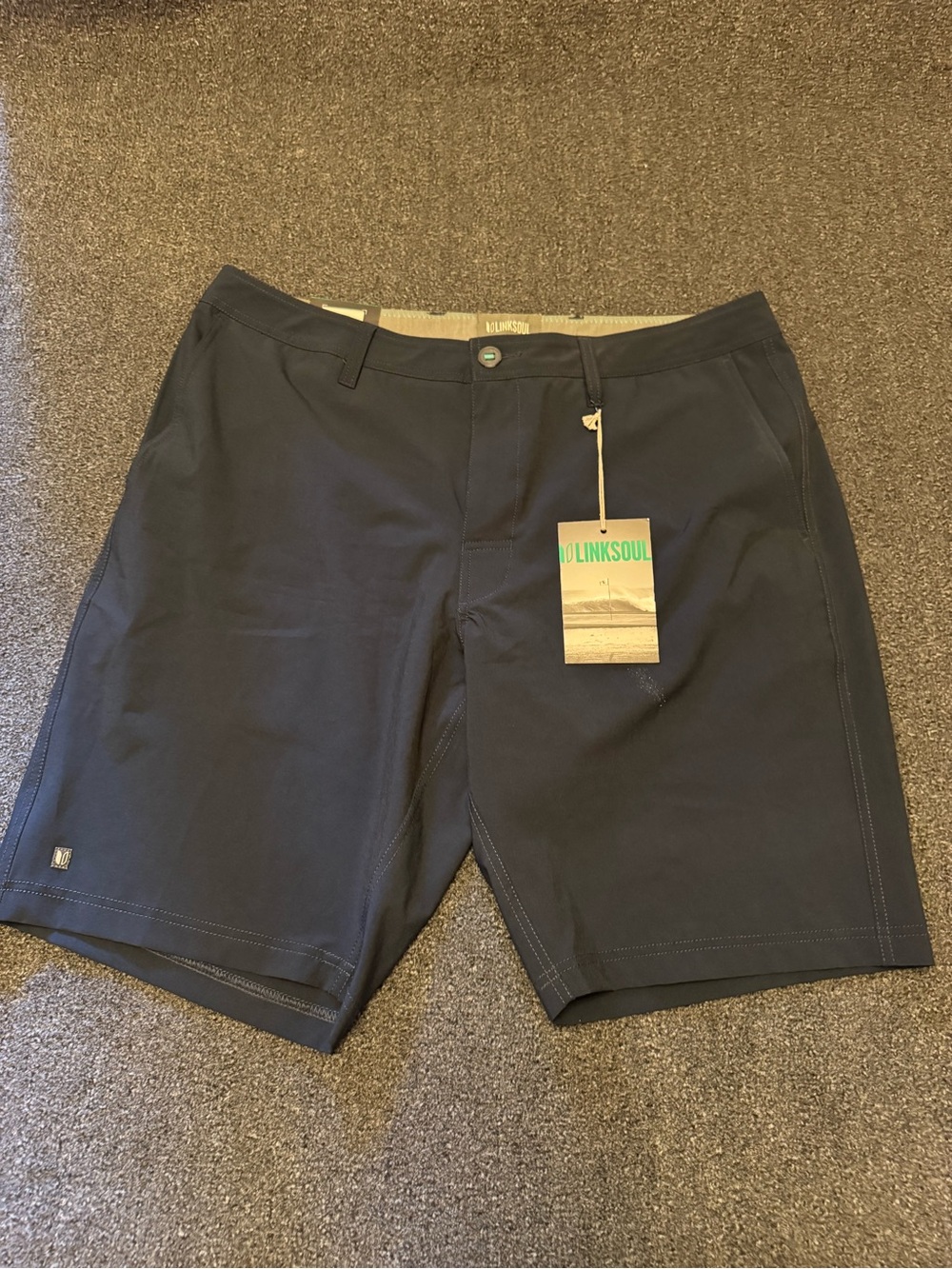 Linksoul Men’s Solid Boardwalker Hybrid Shorts - Size 36 - Navy Performance Golf